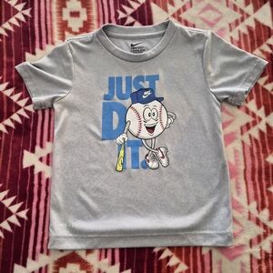 Nike Dri Fit Kids Just Do It Baseball Graphic Tee Gray Size 4T